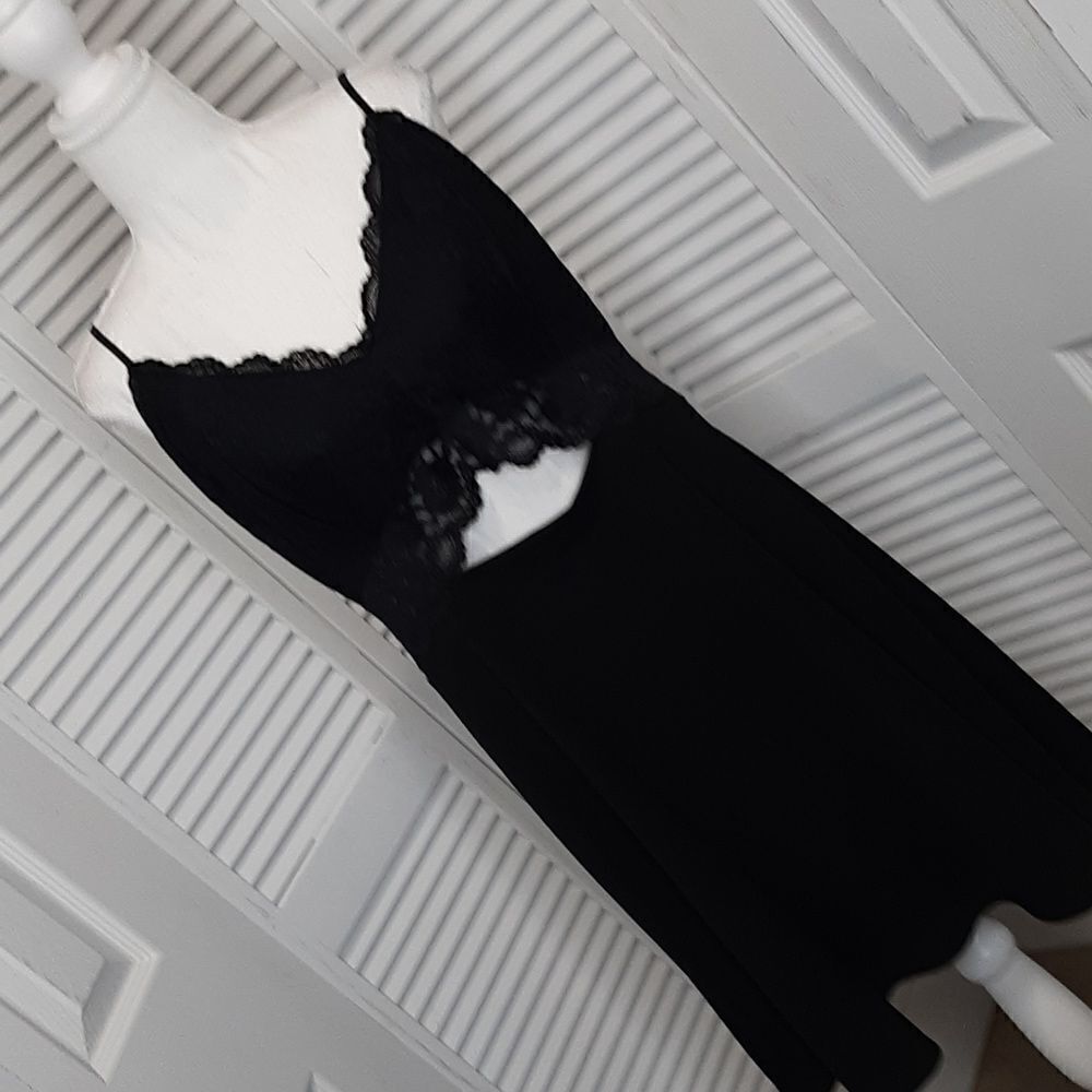 O' DELILAH Black Lace Top Lengerie Dress